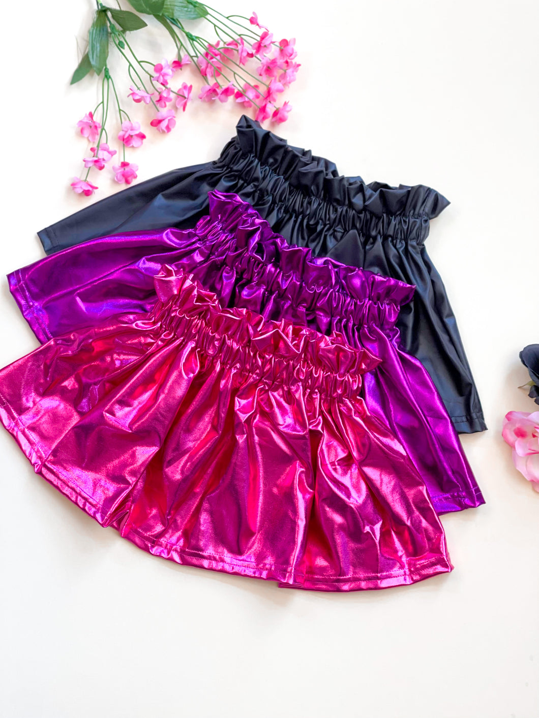 Rts Pleather Skirts (Pink, Purple Matte Black)