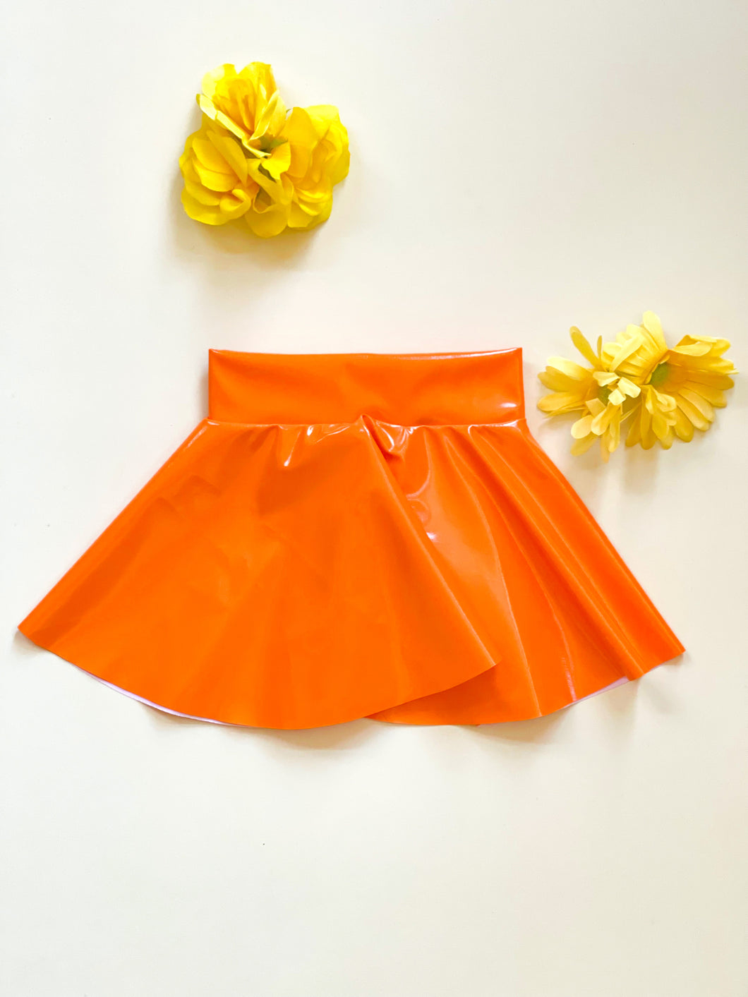 NEW* Orange Pleather Twirl Skirts