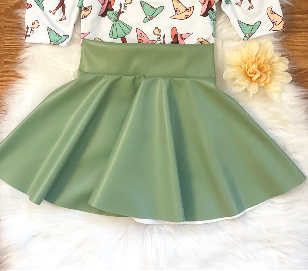 Sage Green Pleather Skirt