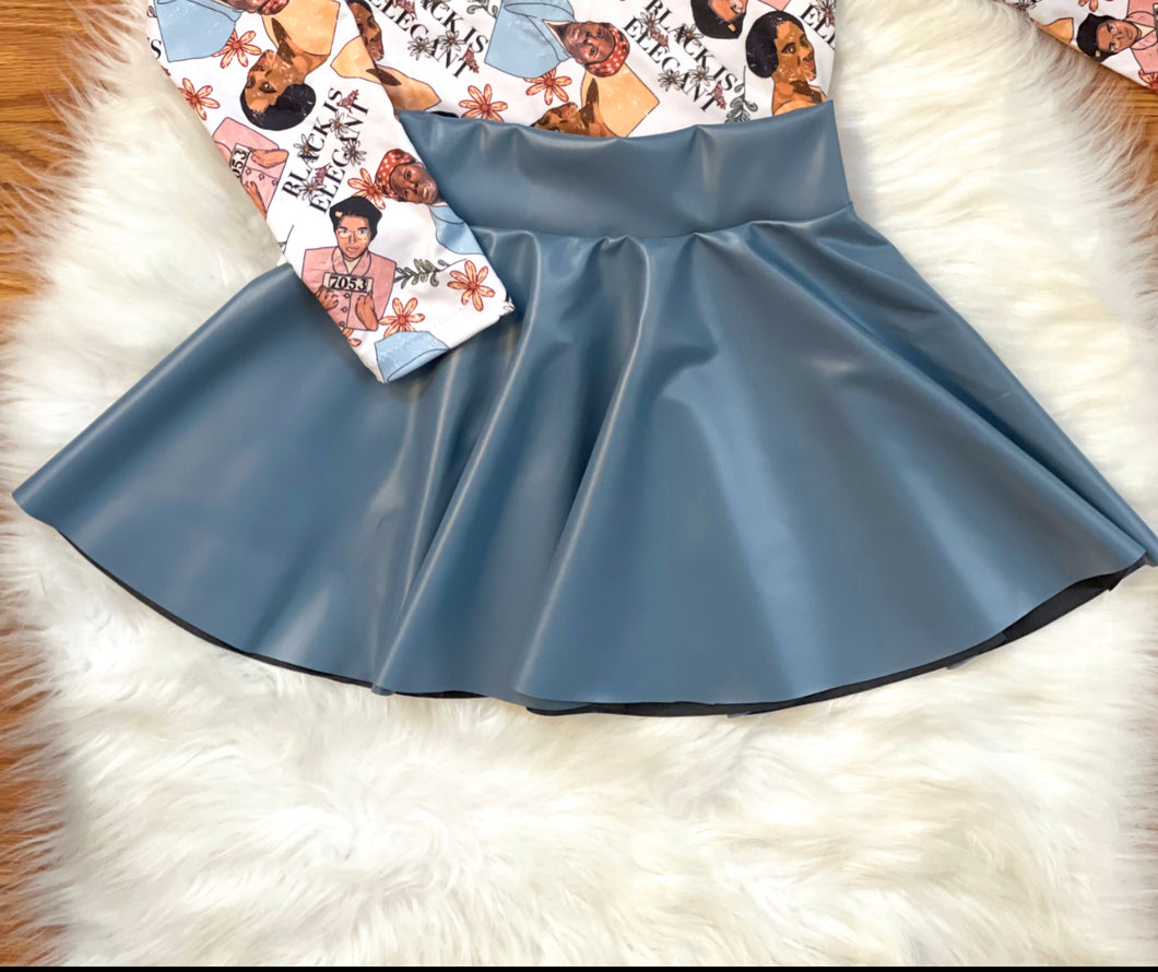 Slate Blue Pleather Skirt