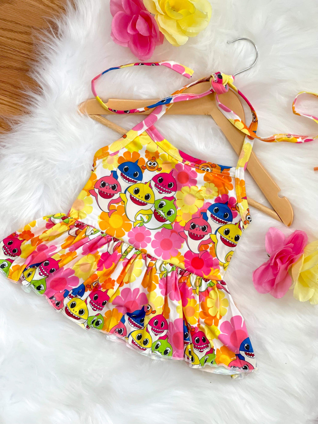 RTS Shark Floral Ruffle Halter