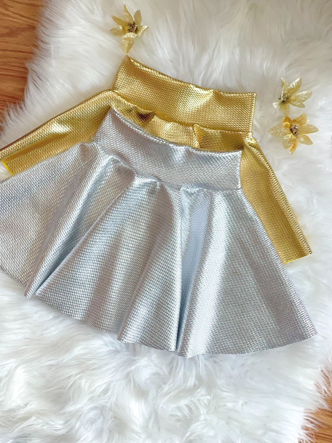 Gold/ Silver Shiny Pleather Skirt