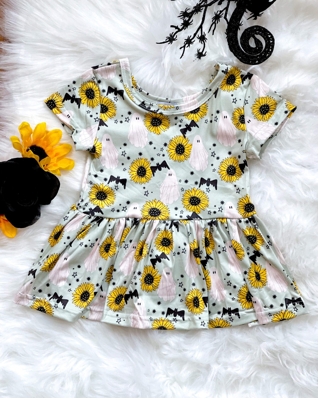 RTS Ghost and Sunflowers Peplum Top