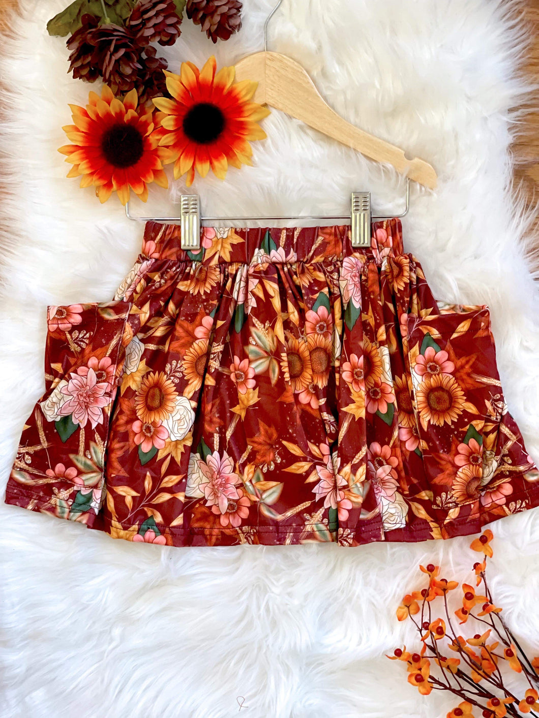 Fall Flowers RTS Pocketed Skirt