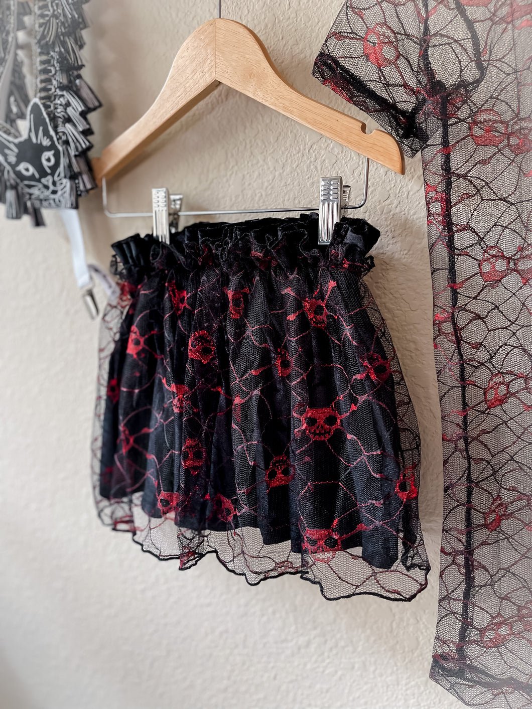 RTS Skulls Mesh velvet skirts