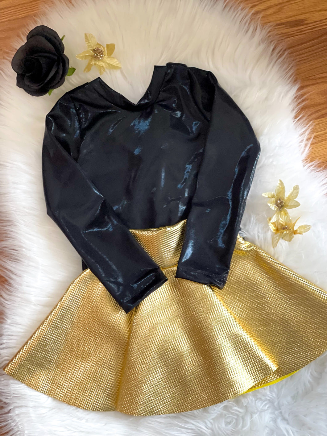 Shiny Black Leos/ Tops (skirt sold separately)