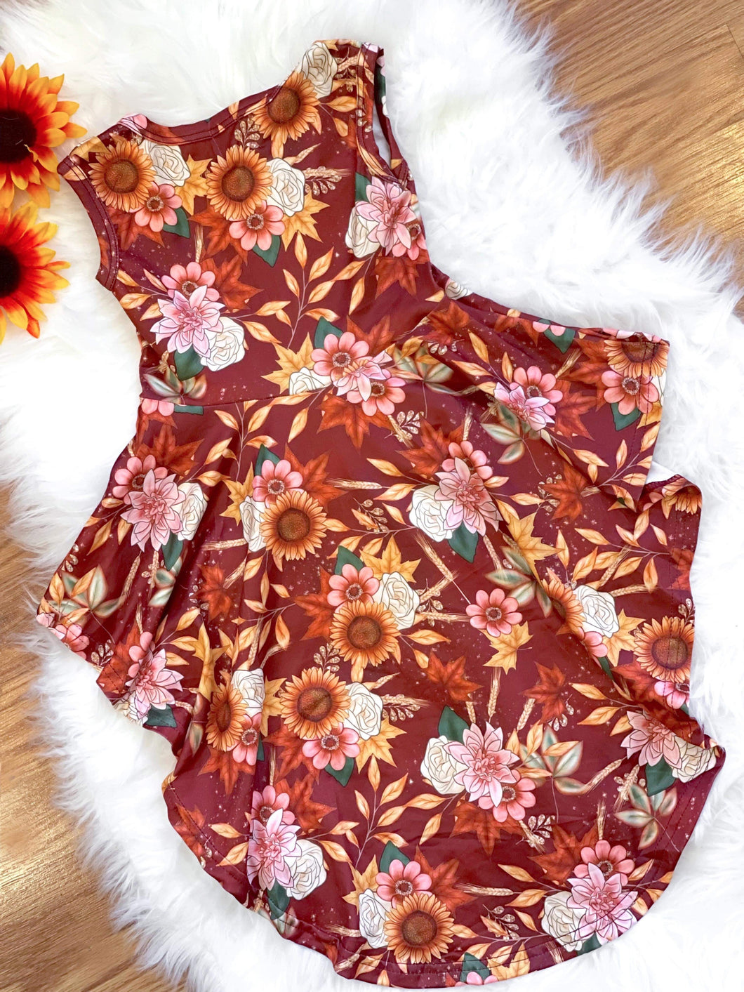 Fall Flowers RTS Hi Low Peplum Top