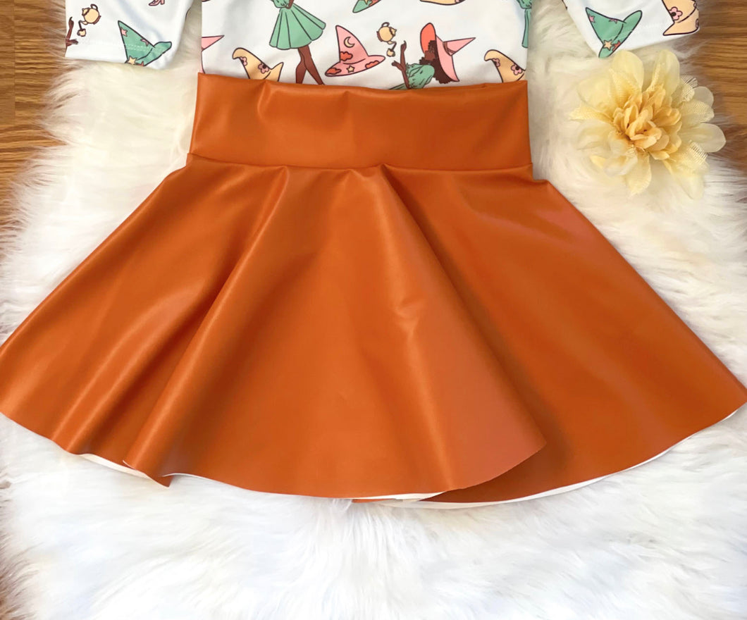 Orange Pleather Skirt